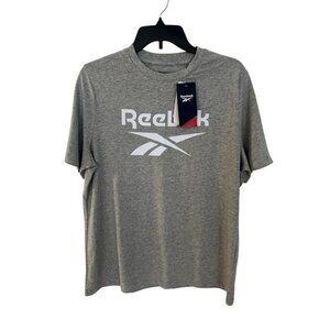 Reebok Women’s Identity Big Logo T-Shirt Grey Size L Tee Short Sleeve New